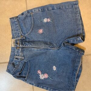 Embroidered Blue Denim Women's Shorts